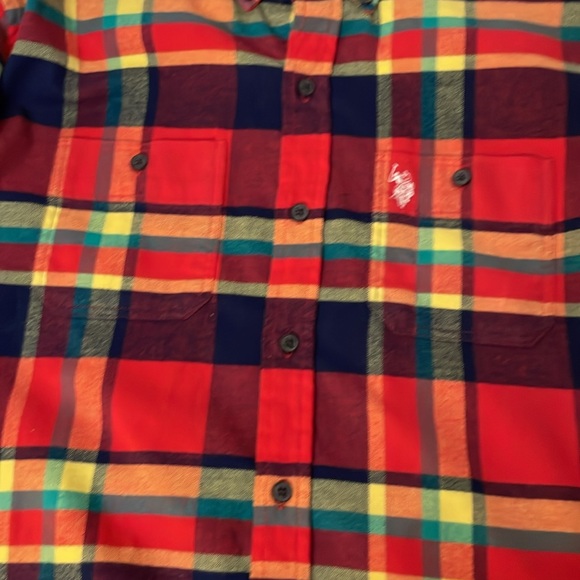 US Polo  Assn plaid button down shirt with stretch Men’s size Large - Picture 4 of 16